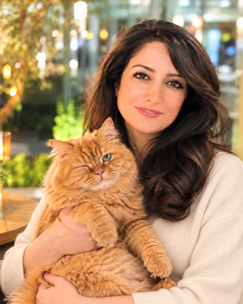 Nahid Nasserian mit einer Katze